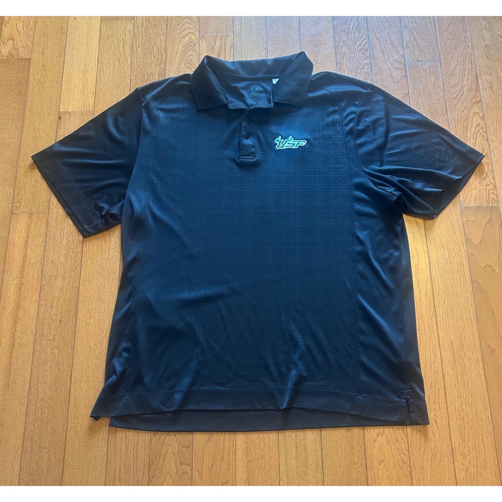 Cutter & Buck USF Bulls Mens XL Black Grid Performance Polo Shirt Golf USF Logo
